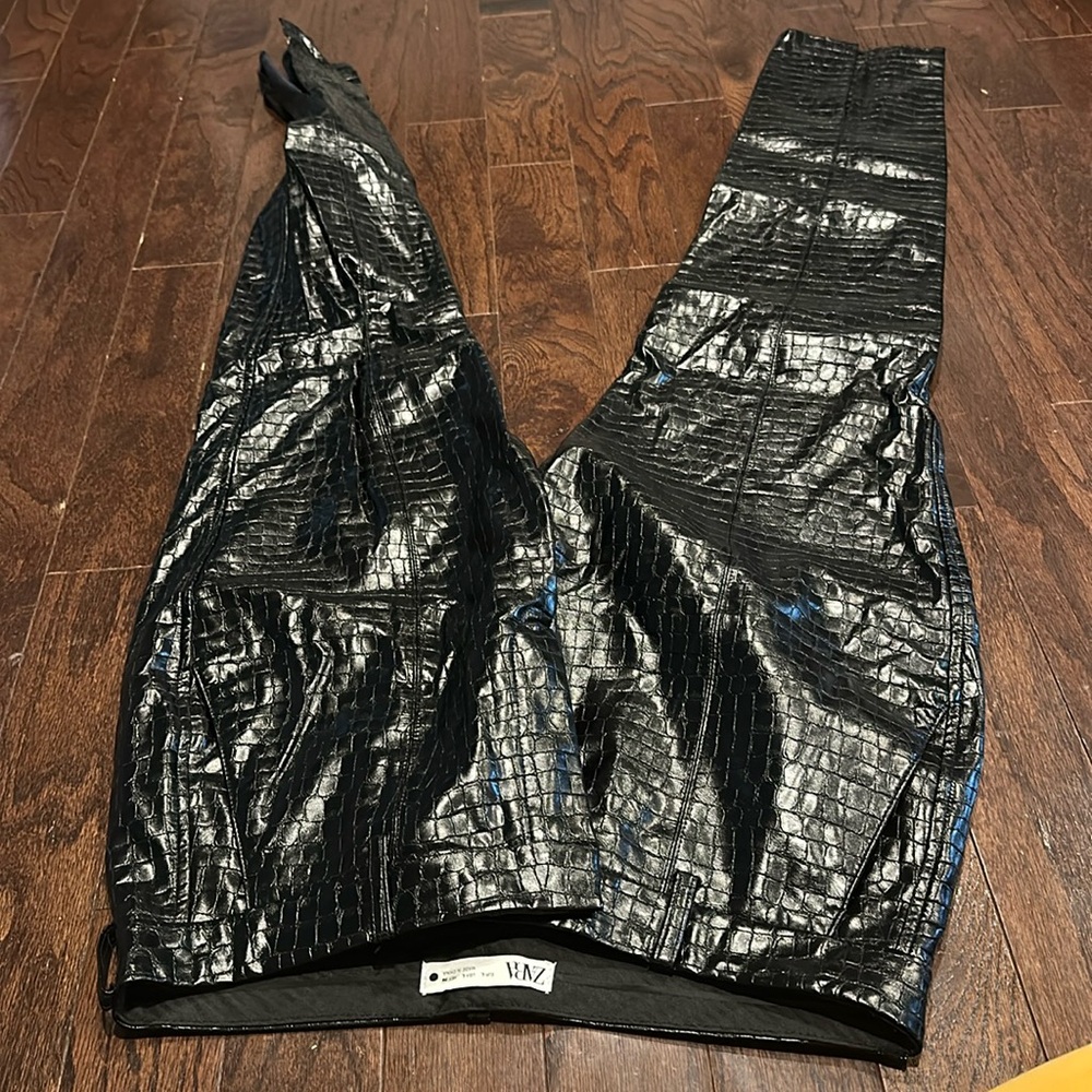 Black croc skin pants - pleather